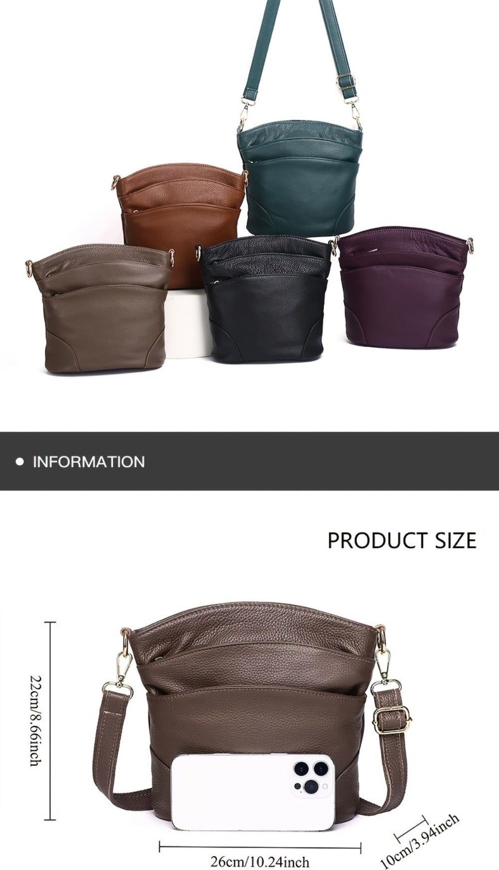 Crossbody Bag for Women – 5 Colors, Genuine Leather – detail view 14