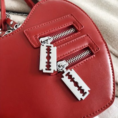 Crossbody Bag for Women – Gothic Heart Blade Zipper Chain – detail view 9