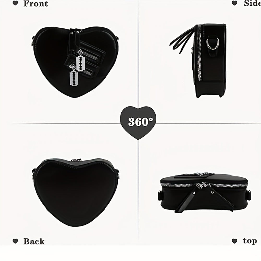Crossbody Bag for Women – Gothic Heart Blade Zipper Chain – alternate view
