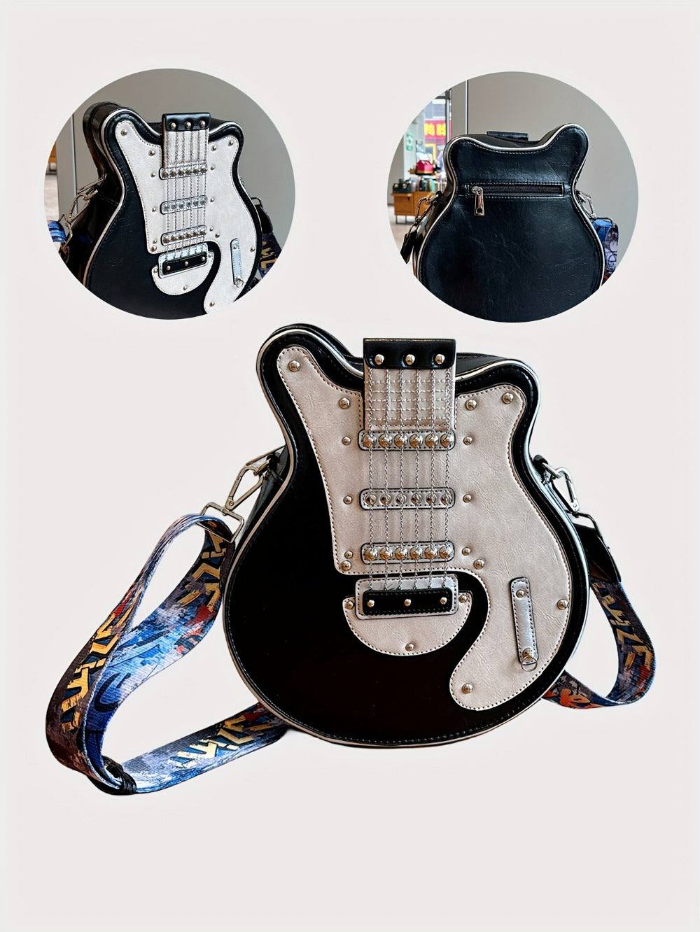 Crossbody Bag – Guitar Shaped Y2k Chain Rivet – detail view 32