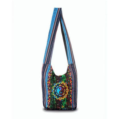 Crossbody Bag for Women – Handmade Cotton Yin Yang Hobo – front view