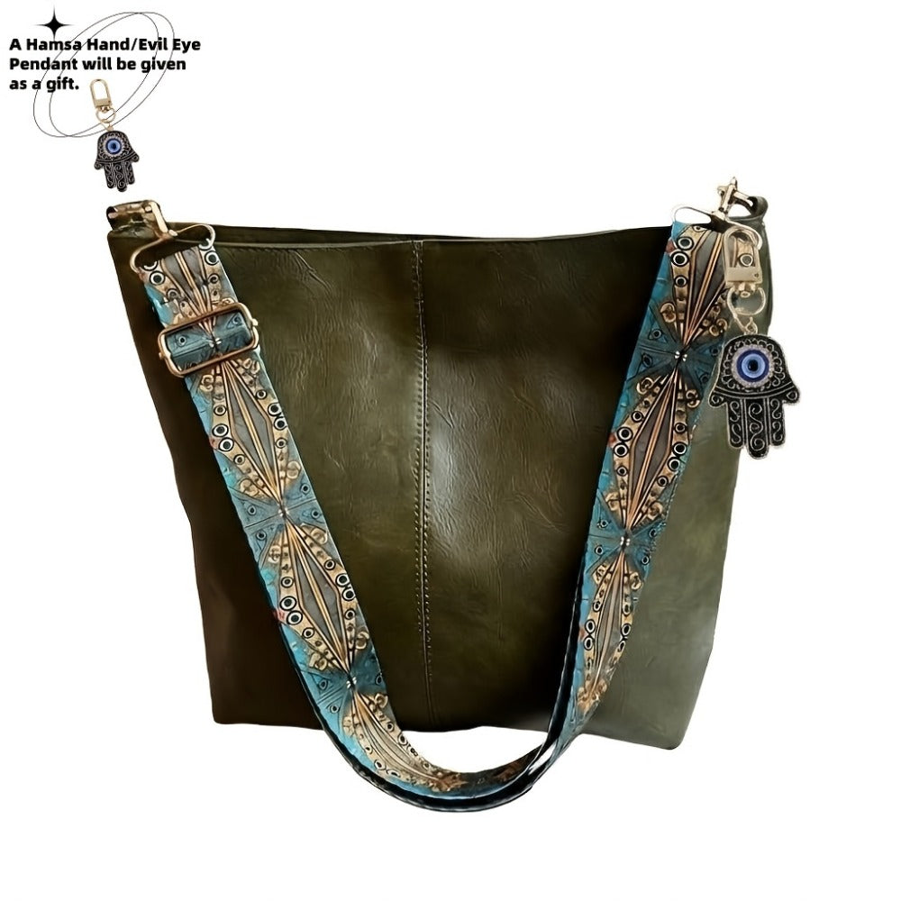 Crossbody Bag for Women – Large Capacity, Boho Hobo Evil Eye Pendant – detail view 12