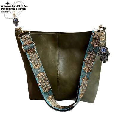 Crossbody Bag for Women – Large Capacity, Boho Hobo Evil Eye Pendant – detail view 78