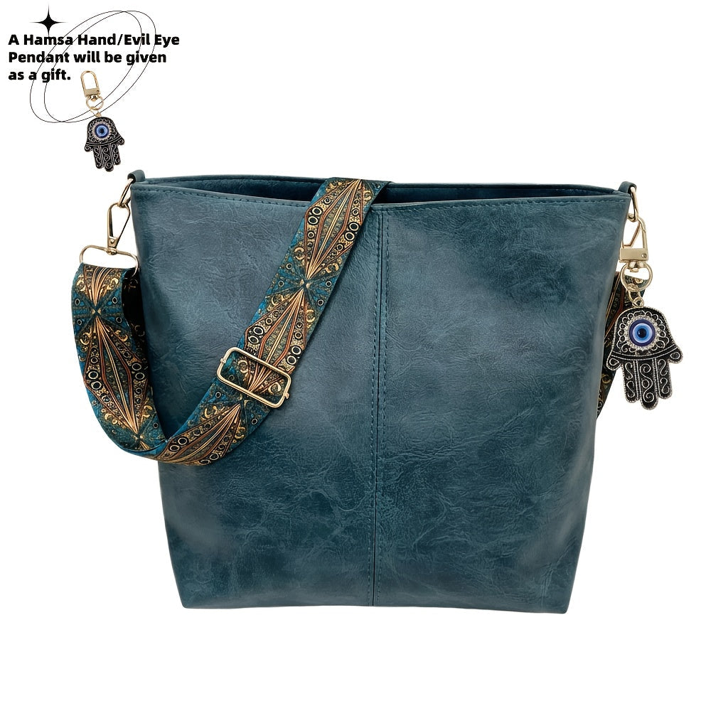 Crossbody Bag for Women – Large Capacity, Boho Hobo Evil Eye Pendant – detail view 9