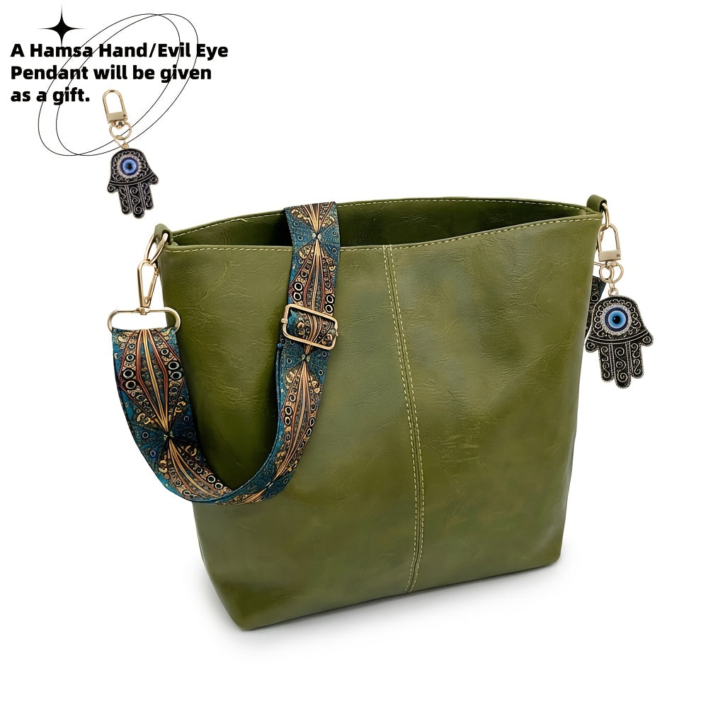 Crossbody Bag for Women – Large Capacity, Boho Hobo Evil Eye Pendant – detail view 6
