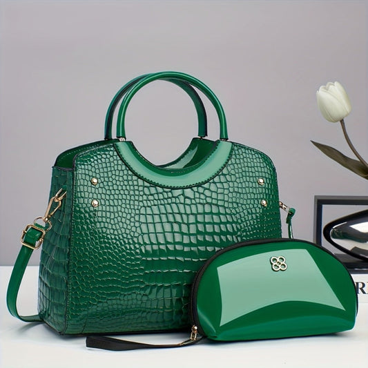 Crossbody Bag for Women – Large Capacity, Crocodile Print Large Capacity Set – front view