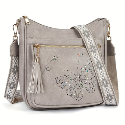 Crossbody Bag for Women – Large Vintage Butterfly Faux Leather – detail view 13