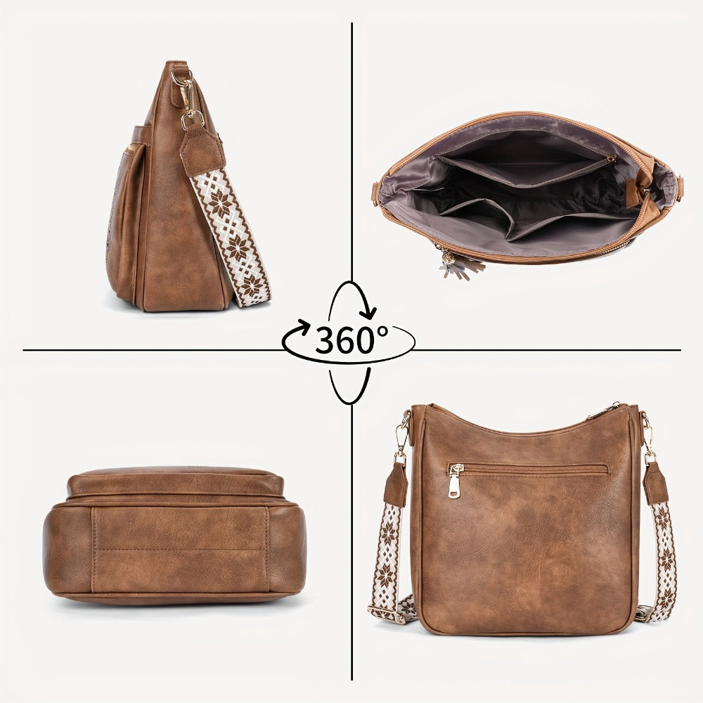 Crossbody Bag for Women – Large Vintage Butterfly Faux Leather – detail view 5