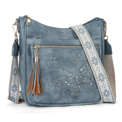 Crossbody Bag for Women – Large Vintage Butterfly Faux Leather – detail view 6