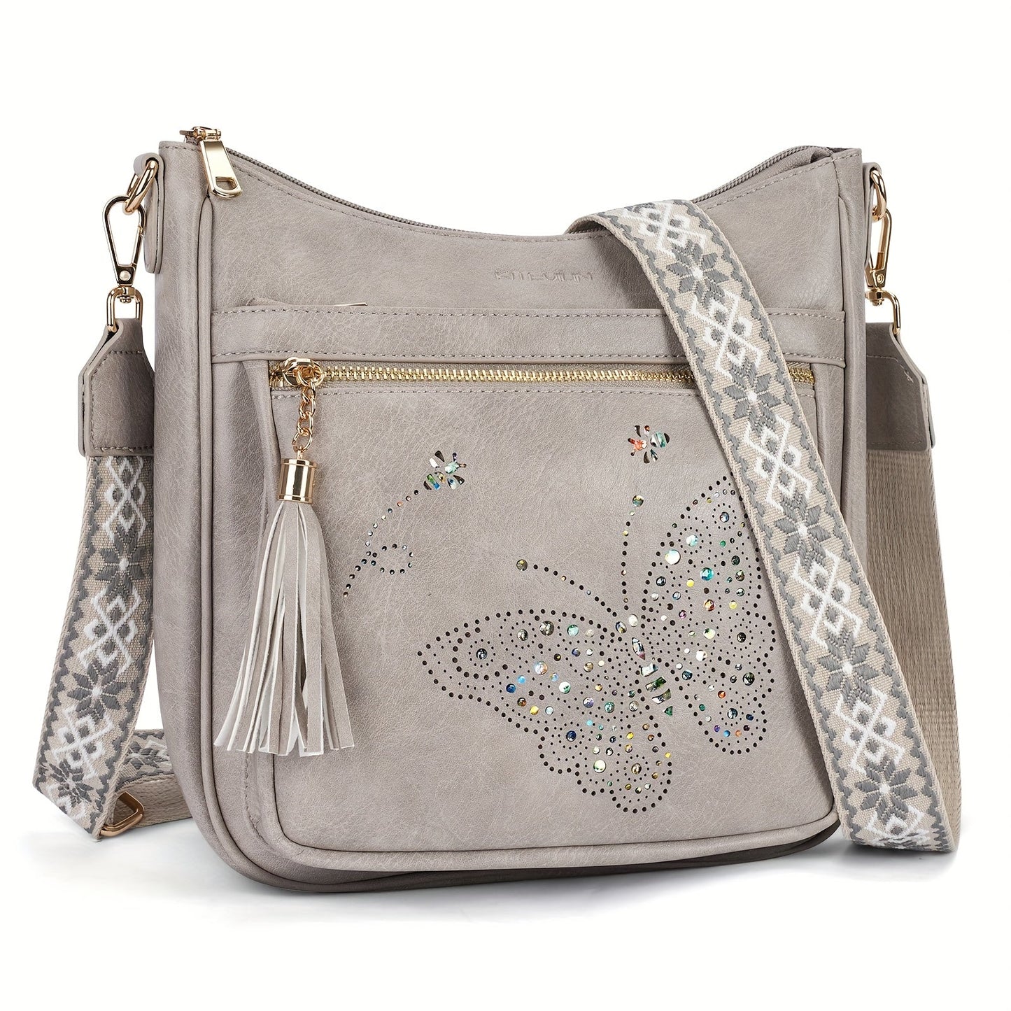 Crossbody Bag for Women – Large Vintage Butterfly Faux Leather – detail view 3