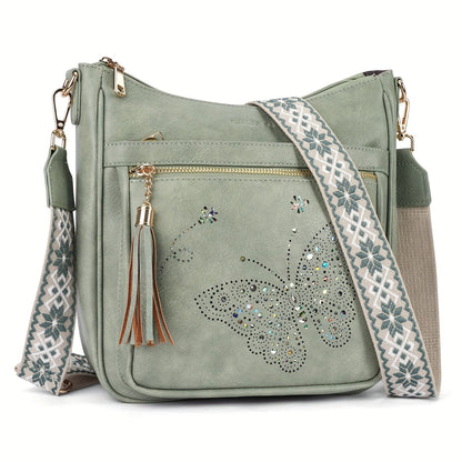Crossbody Bag for Women – Large Vintage Butterfly Faux Leather – detail view 2