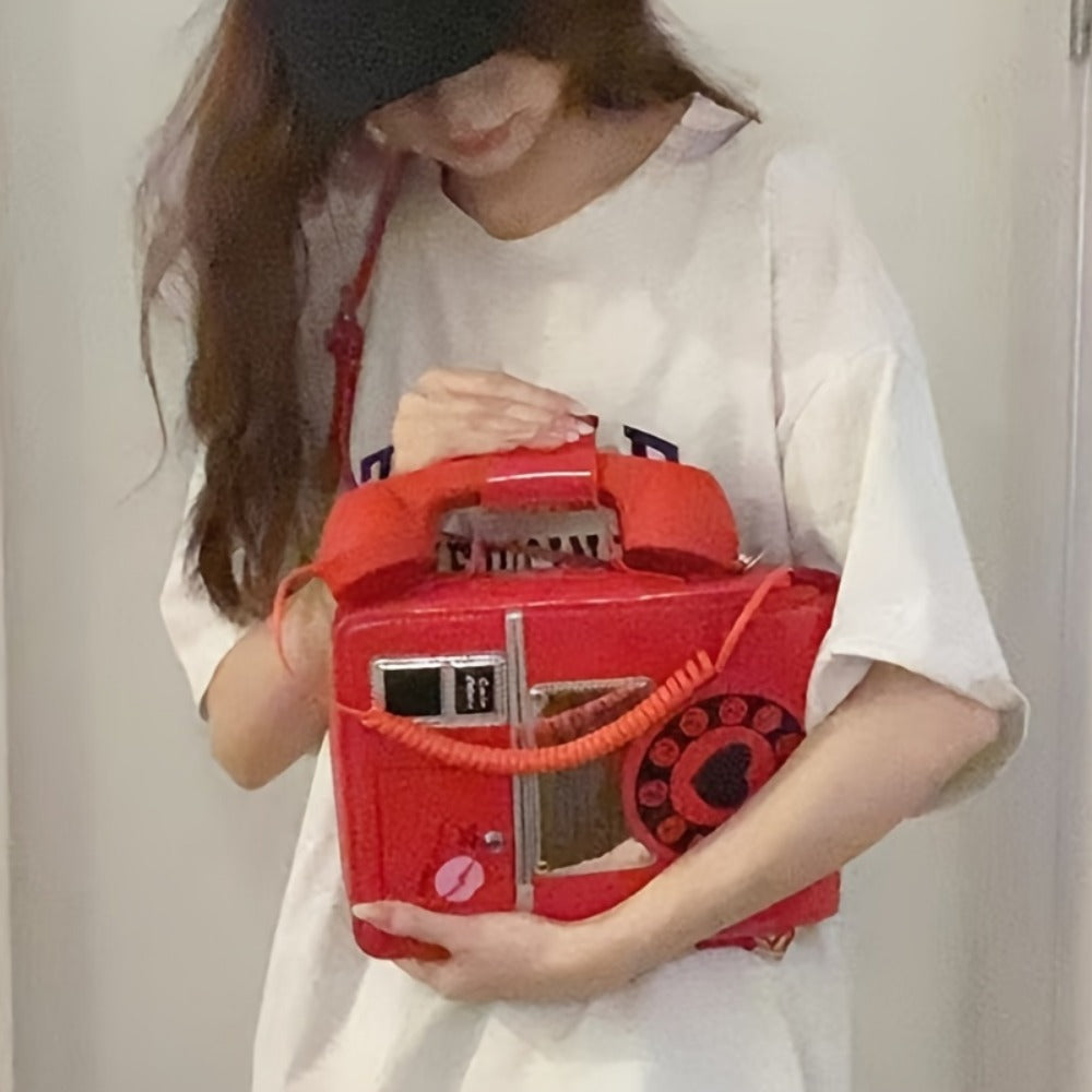 Crossbody Bag for Women – Lightweight, Retro Telephone Novelty Pu Glossy – detail view 18