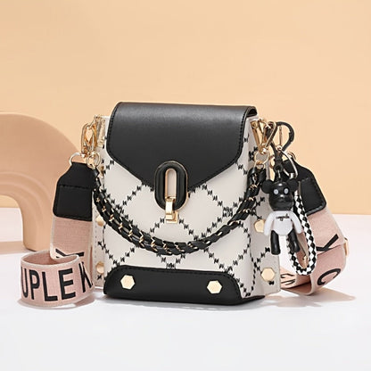 Crossbody Bag for Women – Mini, Mini Plaid Luxury Style Flap – front view