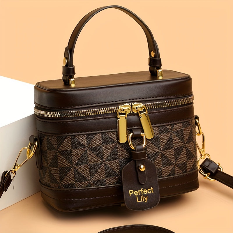 Crossbody Bag for Women – Mini, Vanity Structured Box Geometric Monogram – alternate view