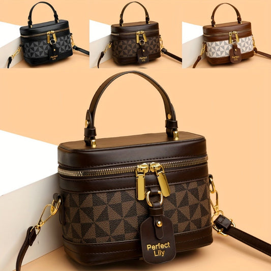 Crossbody Bag for Women – Mini, Vanity Structured Box Geometric Monogram – detail view 3