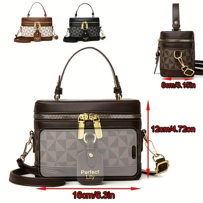 Crossbody Bag for Women – Mini, Vanity Structured Box Geometric Monogram – detail view 5