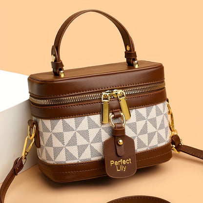 Crossbody Bag for Women – Mini, Vanity Structured Box Geometric Monogram – front view - product view 14