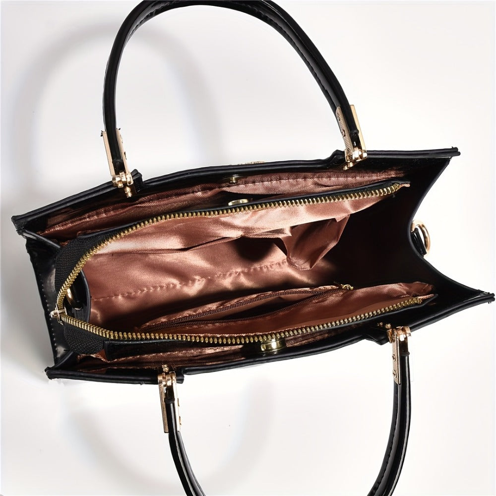 Crossbody Bag for Women – Multi-Pocket, Crocodile Pattern Satchel Color Contrast – detail view 6