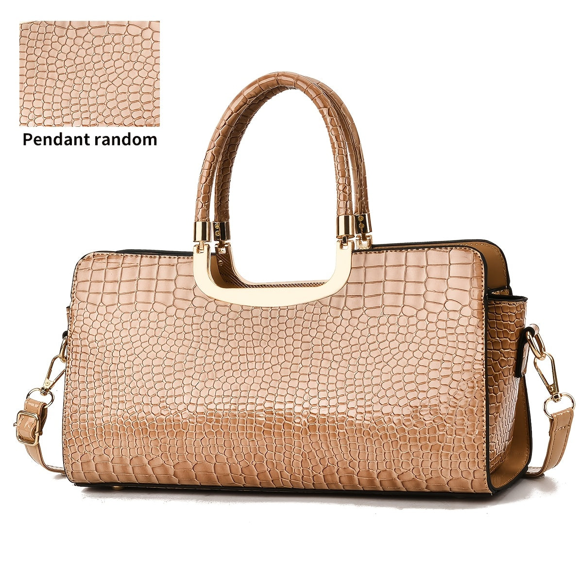 Crossbody Bag for Women – Polyester, Croc Print Glossy Evening Way – detail view 3
