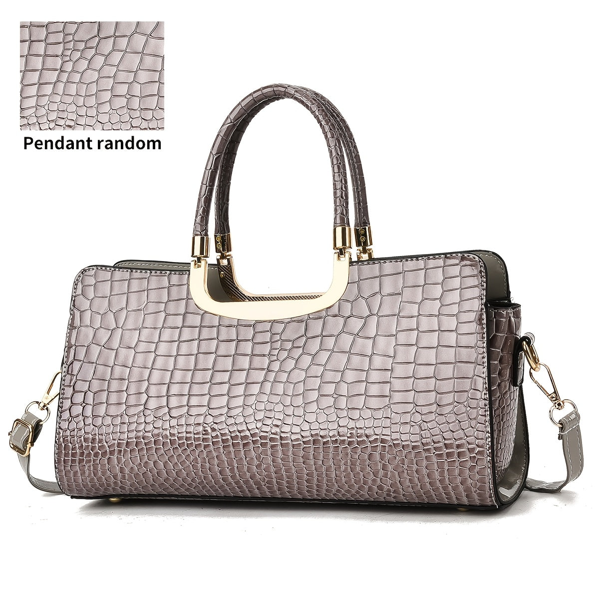 Crossbody Bag for Women – Polyester, Croc Print Glossy Evening Way – alternate view
