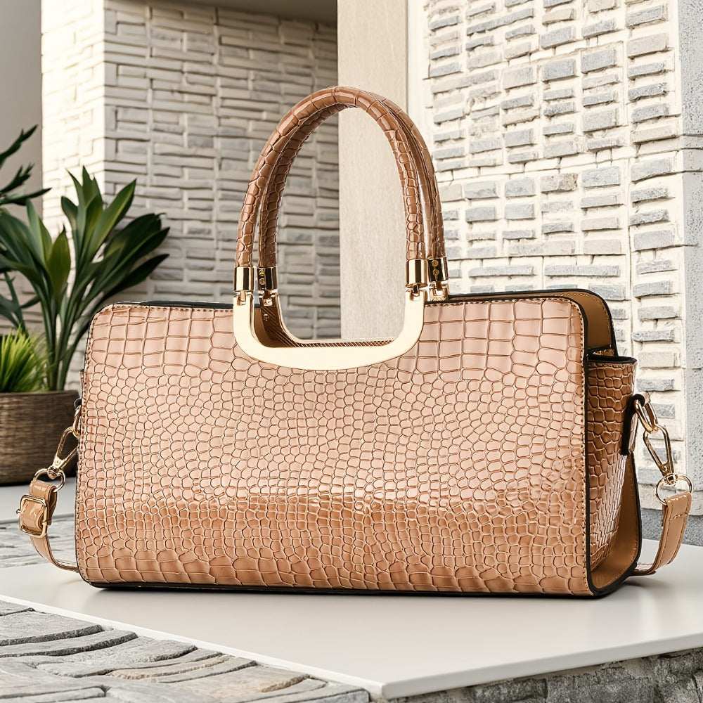 Crossbody Bag for Women – Polyester, Croc Print Glossy Evening Way – detail view 27