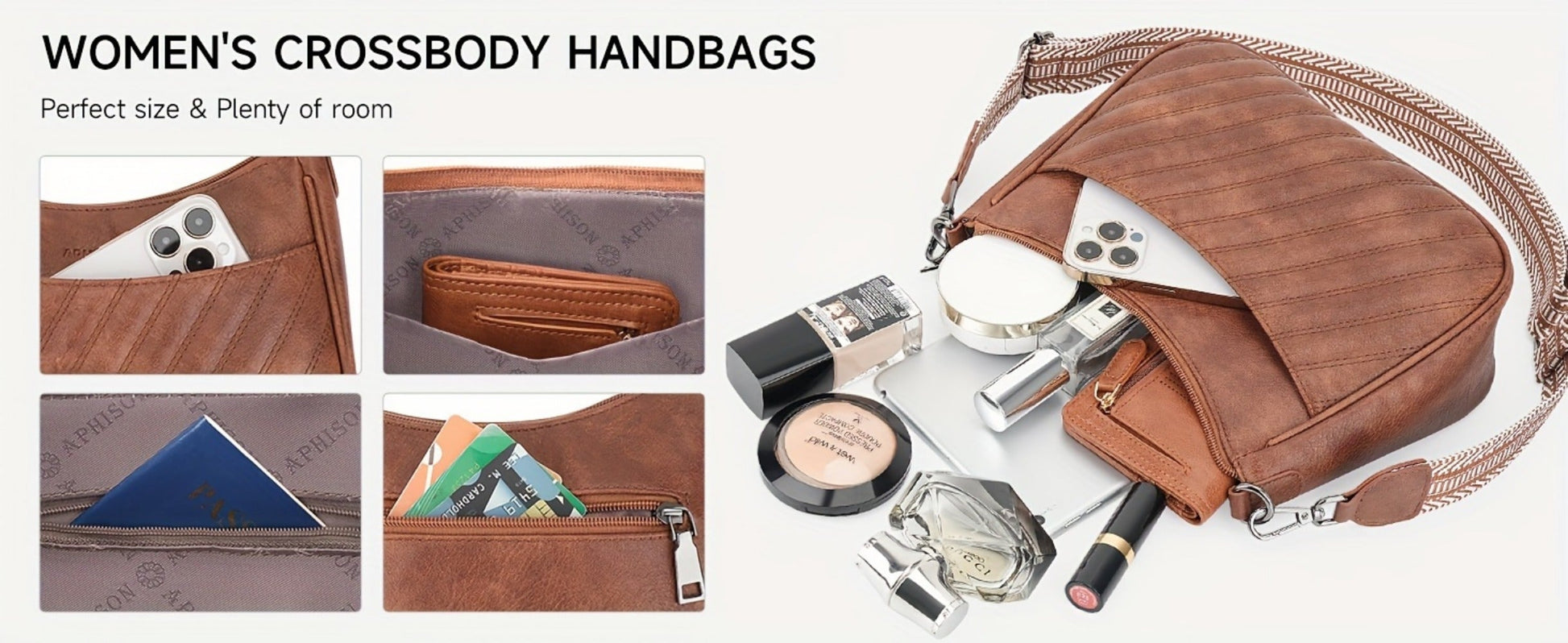 Crossbody Bag for Women – 7 Colors, PU Leather, Adjustable Strap – detail view 18