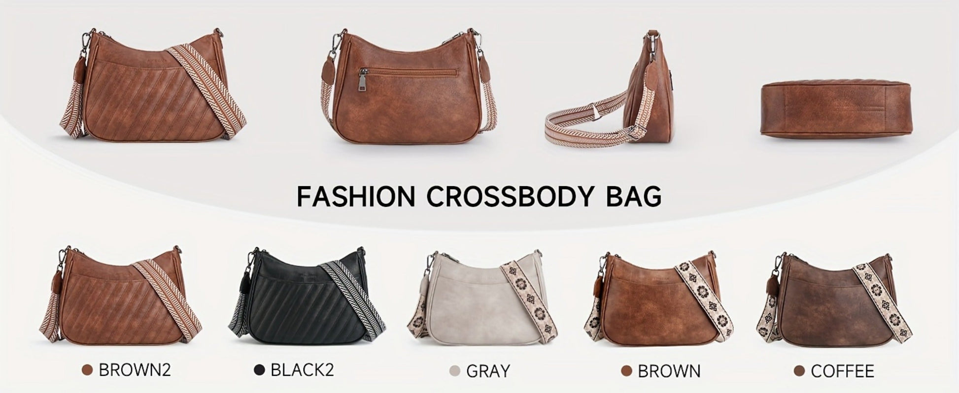 Crossbody Bag for Women – 7 Colors, PU Leather, Adjustable Strap – detail view 20