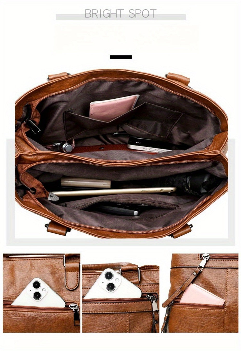 Crossbody Bag for Women – PU Leather, Multi-Pocket – detail view 15
