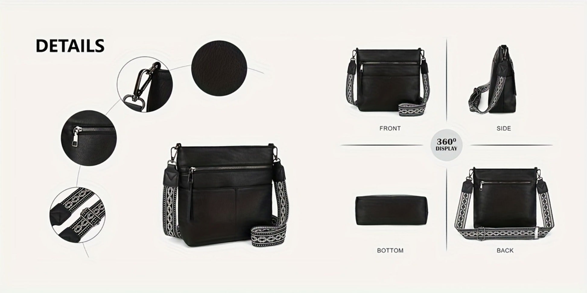 Crossbody Bag for Women – PU Leather, Large Capacity, for Travel & Work – detail view 25