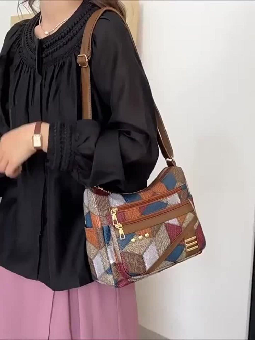 Crossbody Bag for Women – PU Leather, Multi-Pocket, Adjustable Strap – detail view 11