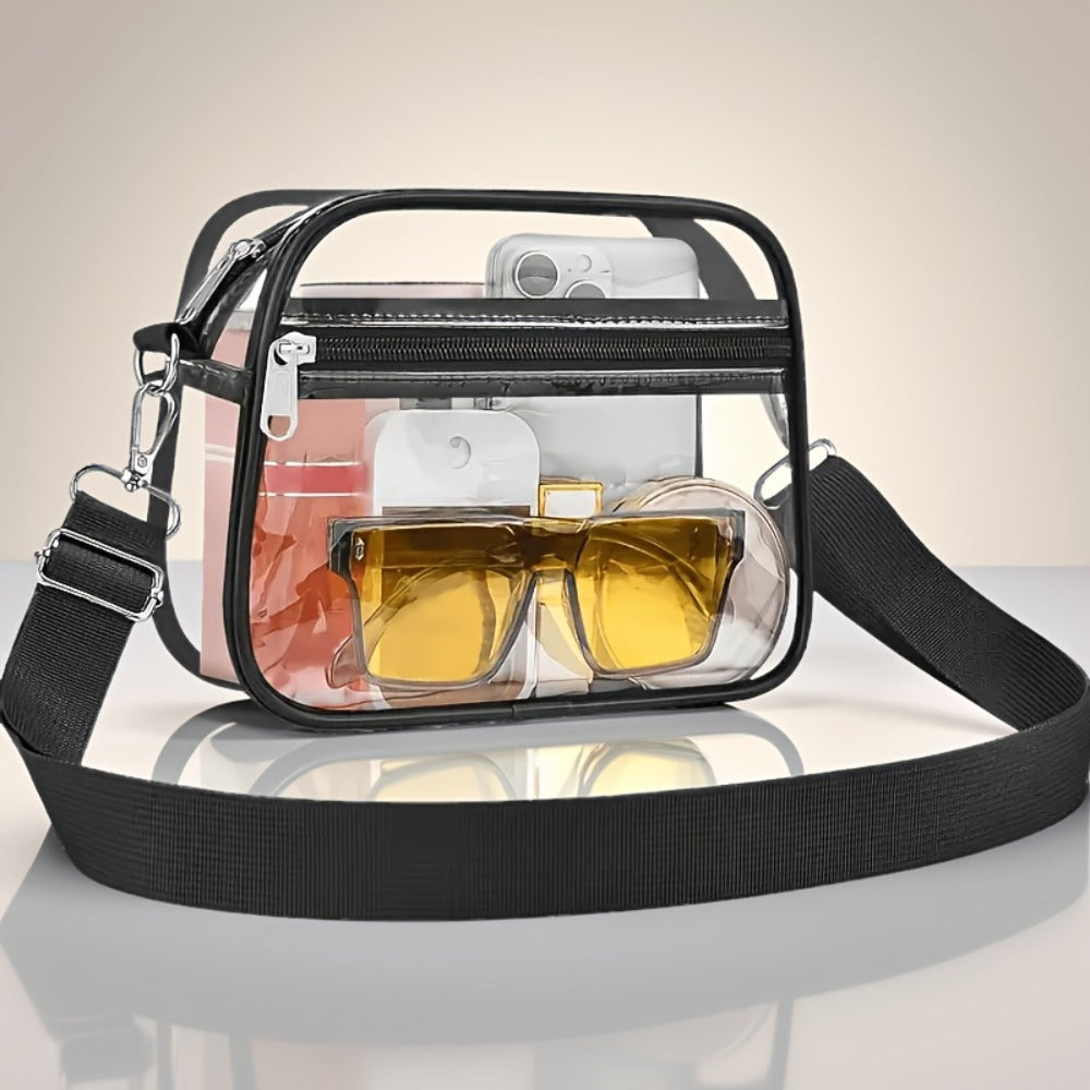 Crossbody Bag – PVC, Clear, Transparent, Adjustable Strap – front view