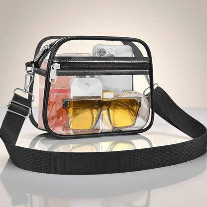 Crossbody Bag – PVC, Clear, Transparent, Adjustable Strap – front view