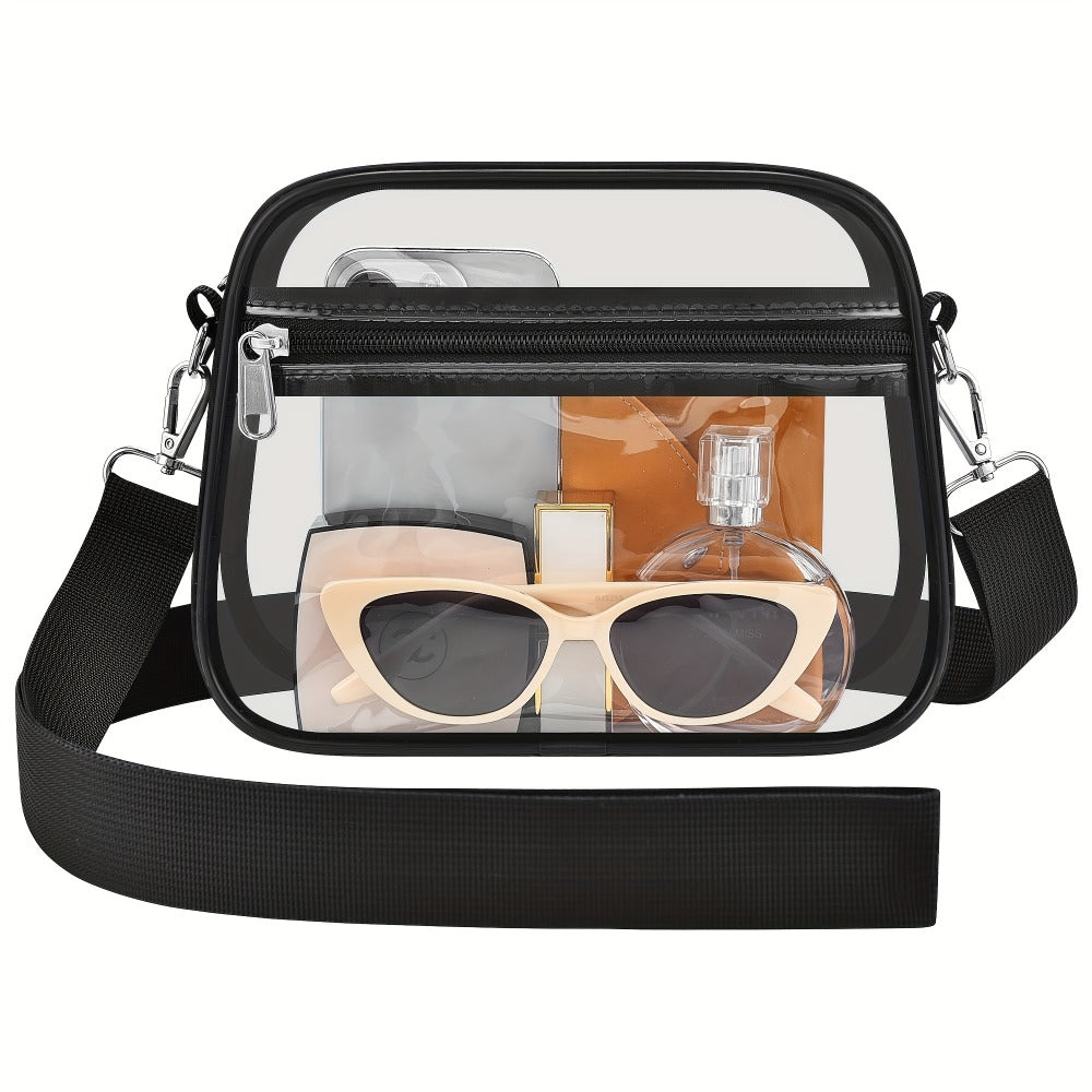 Crossbody Bag for Women – PVC, Clear, Transparent, Adjustable Strap – front view