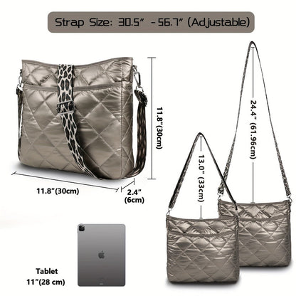 Crossbody Bag for Women – Quilted, Quilted Puffer Zipper Fashion Metallic – detail view 14