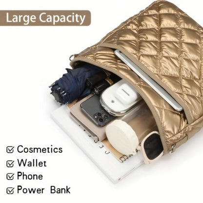 Crossbody Bag for Women – Quilted, Quilted Puffer Zipper Fashion Metallic – detail view 20