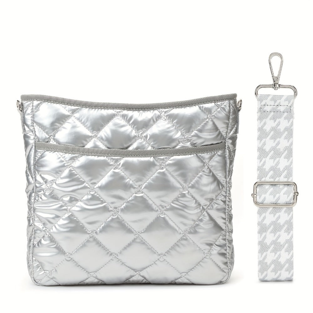 Crossbody Bag for Women – Quilted, Quilted Puffer Zipper Fashion Metallic – detail view 4