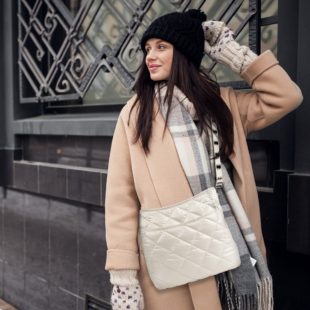 Crossbody Bag for Women – Quilted, Quilted Puffer Zipper Fashion Metallic – detail view 7