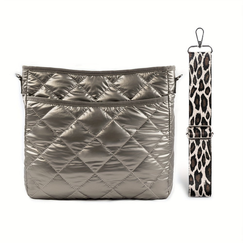 Crossbody Bag for Women – Quilted, Quilted Puffer Zipper Fashion Metallic – detail view 8