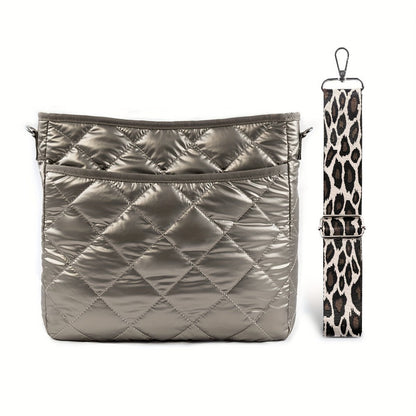 Crossbody Bag for Women – Quilted, Quilted Puffer Zipper Fashion Metallic – detail view 8