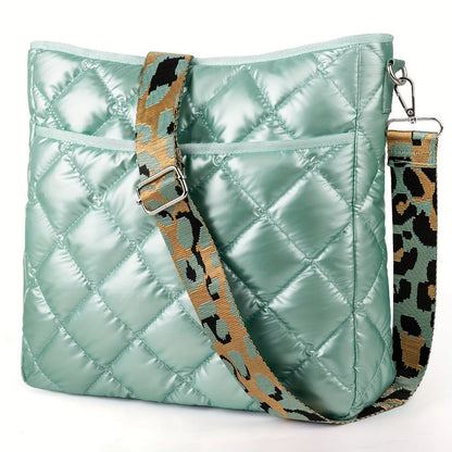 Crossbody Bag for Women – Quilted, Quilted Puffer Zipper Fashion Metallic – detail view 9