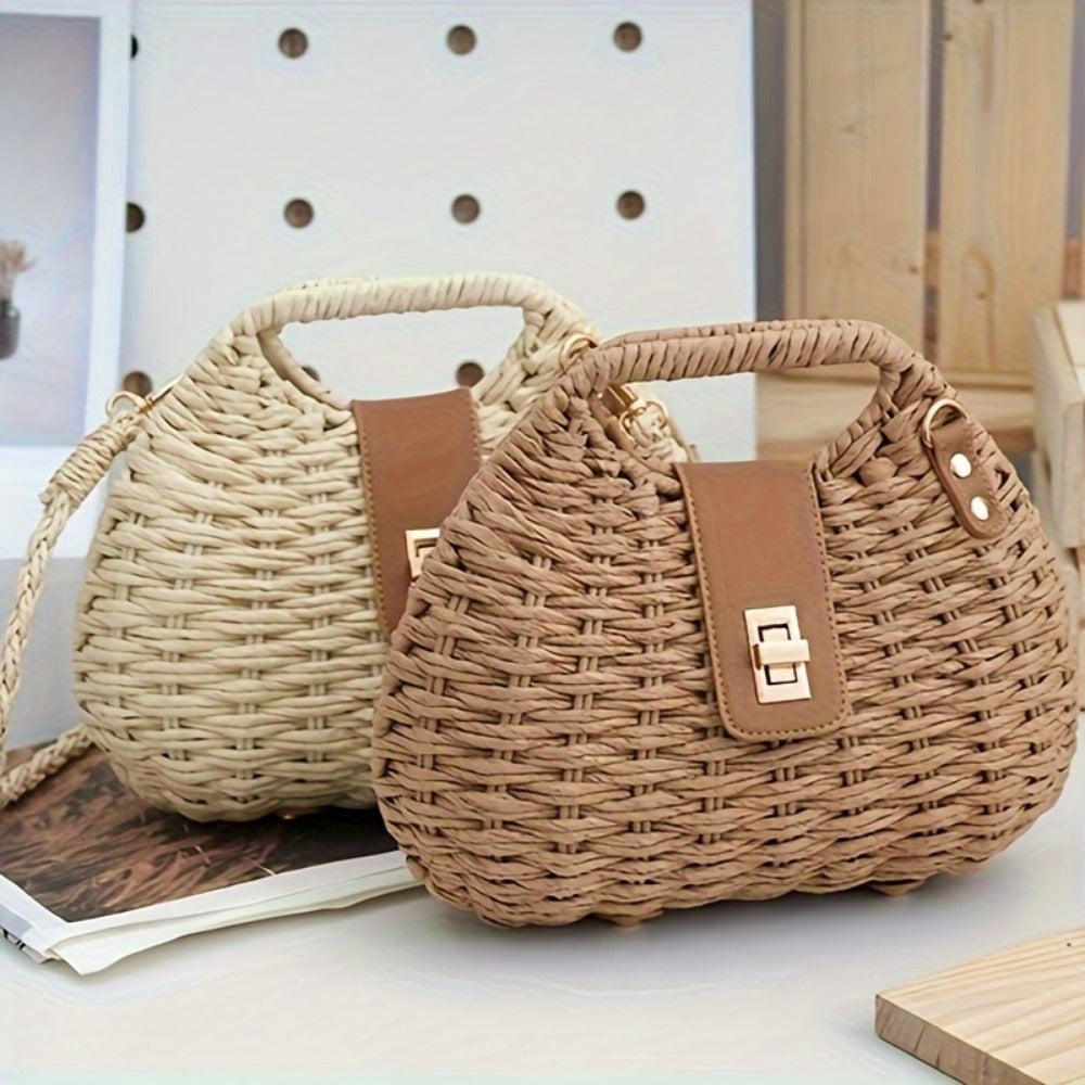 Crossbody Bag for Women – Straw, Polyester, Lightweight, for Travel & Everyday Use – front view