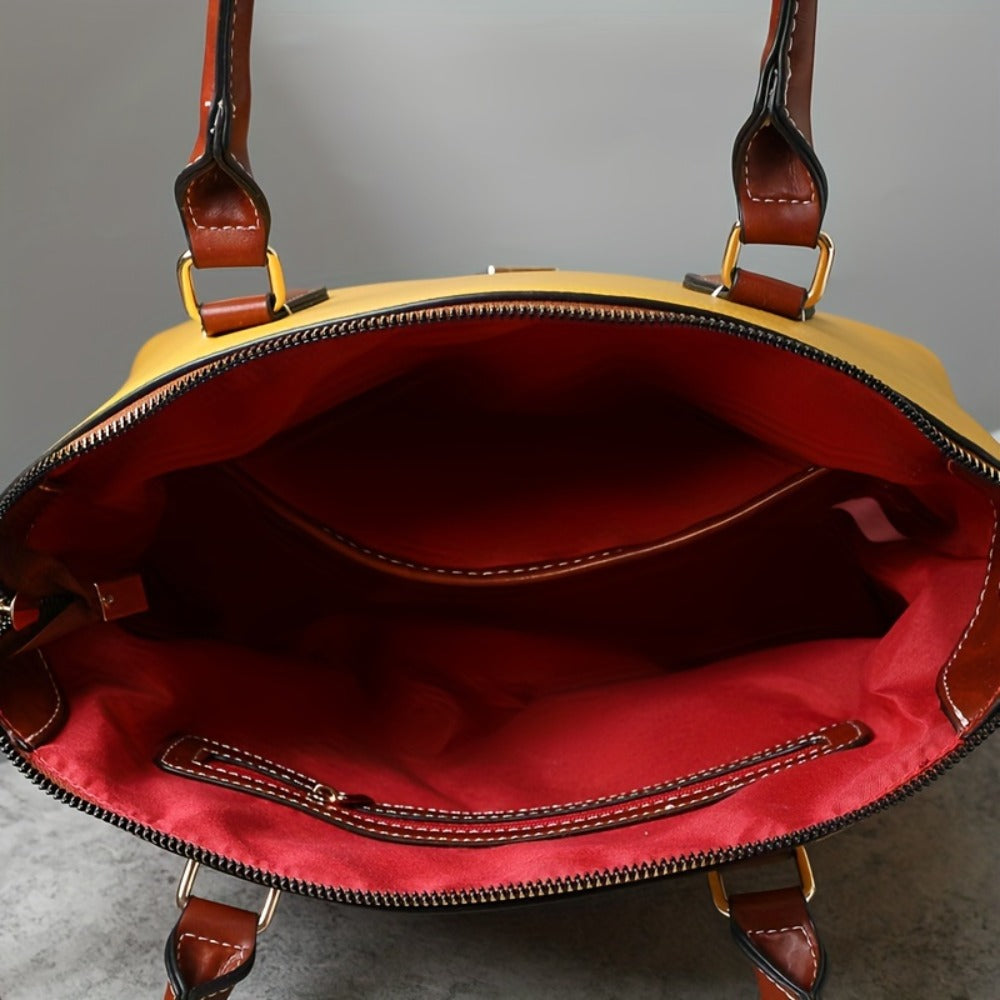 Crossbody Bag for Women – Textured Satchel Vintage Western Colorblock – detail view 16