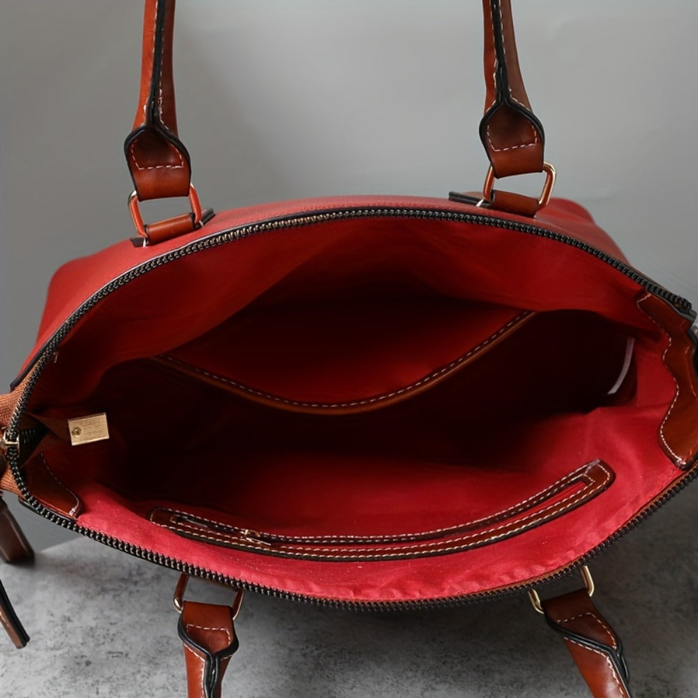 Crossbody Bag for Women – Textured Satchel Vintage Western Colorblock – detail view 3