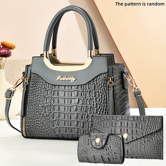 Crossbody Bag for Women – for Travel & Everyday Use, Crocodile Pattern Set Detachable – alternate view