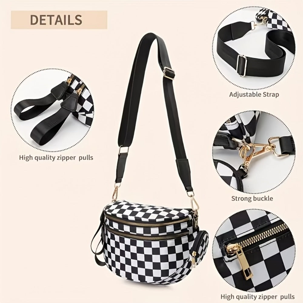 Crossbody Bag for Women – for Travel & Everyday Use, Detachable Strap Plaid Multi – detail view 14
