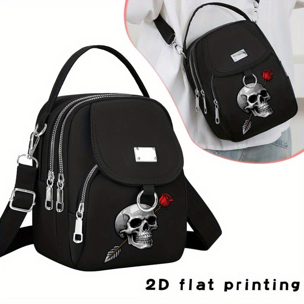 Crossbody Bag for Women – for Travel & Everyday Use, Rose Arrow Print Zipper Closure – front view