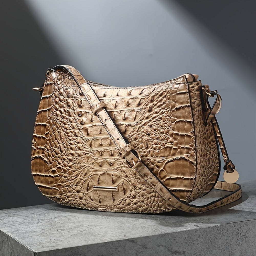 Crossbody Bag for Women – for Travel & Everyday Use, Crocodile Pattern Vintage Textured – detail view 14
