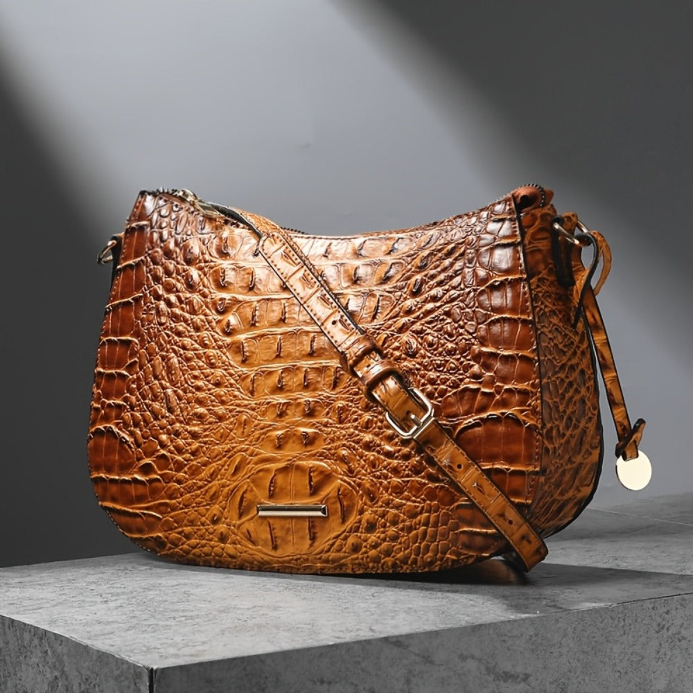 Crossbody Bag for Women – for Travel & Everyday Use, Crocodile Pattern Vintage Textured – detail view 16