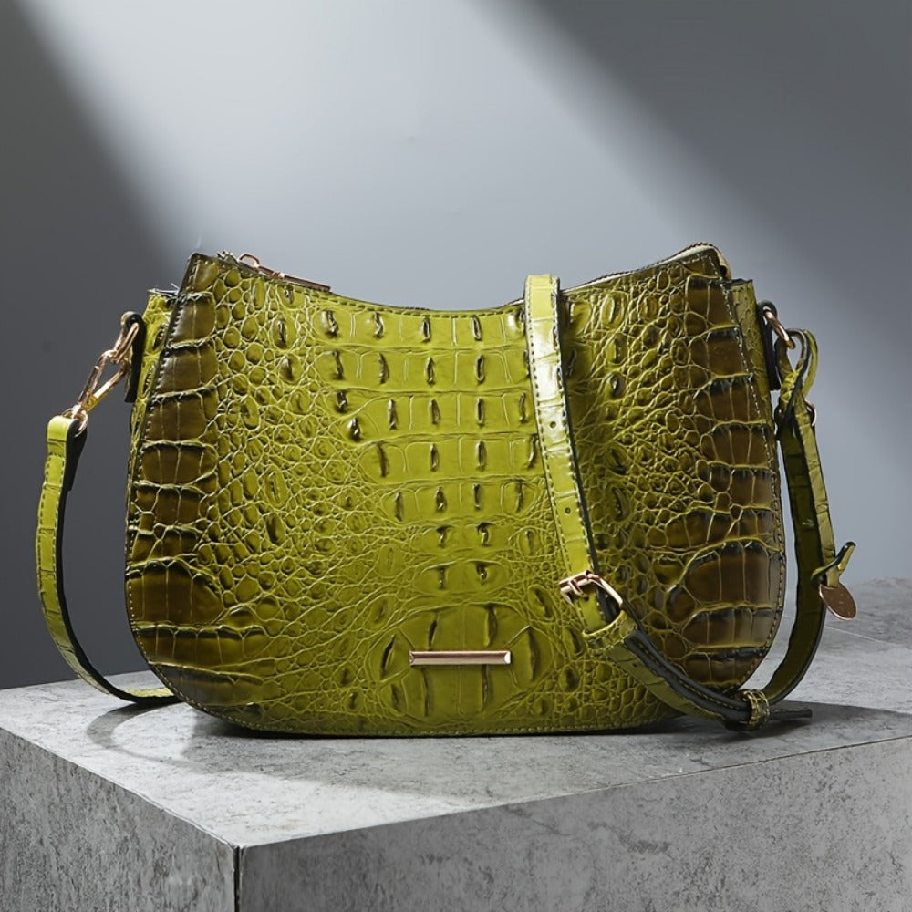 Crossbody Bag for Women – for Travel & Everyday Use, Crocodile Pattern Vintage Textured – detail view 17