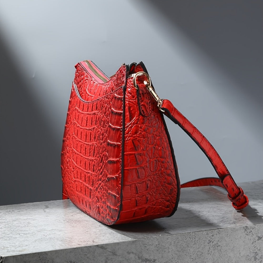 Crossbody Bag for Women – for Travel & Everyday Use, Crocodile Pattern Vintage Textured – detail view 22